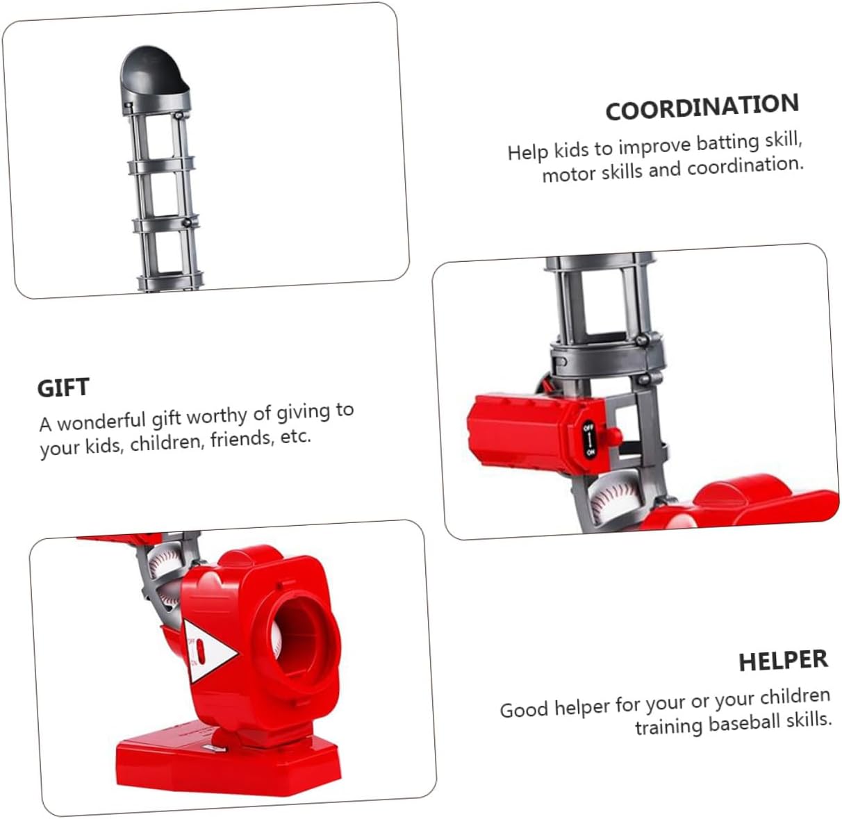 Automatic Baseball Pitching Machine for Plastic Baseball Launcher Adjustable Gears Portable Self-Motion Trainer Bat for Indoor and Outdoor Use Includes High-Strength Bat