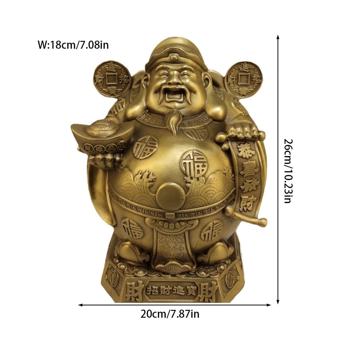 Posąg Buddy do wnętrz Statuetki kultu Mosiądz Bóg bogactwa Ozdoby Dom Biuro Sklep Rzeźba Buddy Feng Shui Dekoracja Medytująca Statua Buddy Figurka Rzeźba (S)