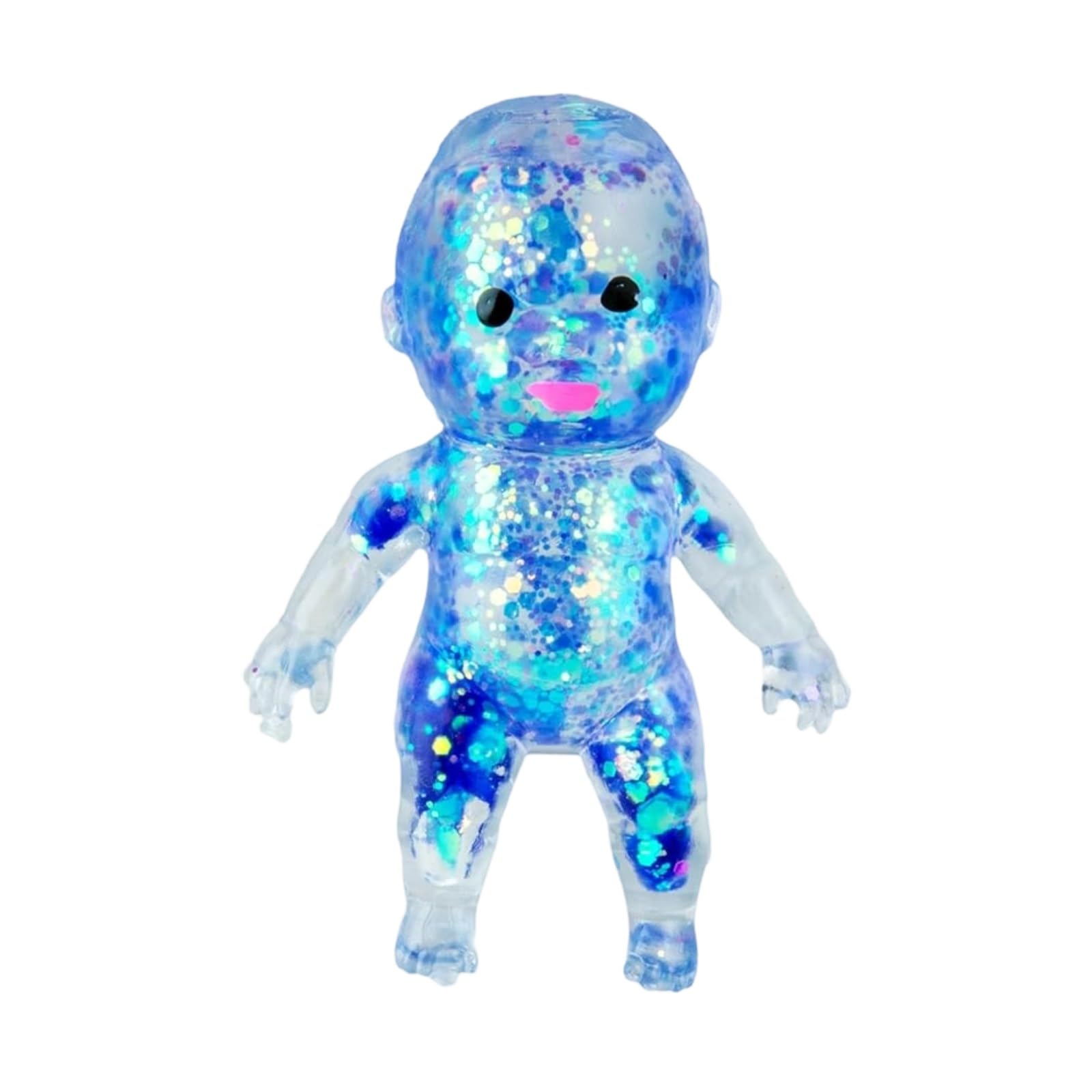 Sparkly Squishy To Stretch, Squeeze, Collect, And Trade - Fun Stress Relief, Sensory And Fidget Portable And Lightweight, For Kids Adults Home Office Work (Blue)