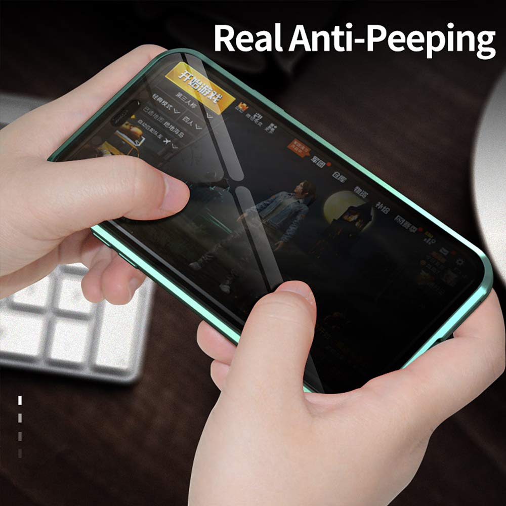 Guppy Compatible with iPhone 13 Pro Magnetic Case with Built in Privacy Screen Protector Anti Spy Tempered Glass Slim Metal Aluminum Shockproof Cover Hard Drop Proof Protective 6.1 inch Black