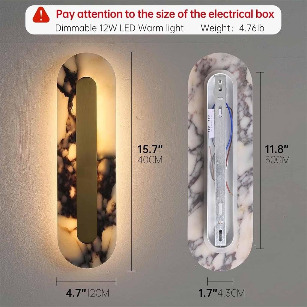 Wabi Sabi Lampada A Muro Ovale Marmo Moderno LED Luce Calda 40cm