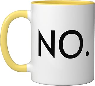 NO. Simple design to Refuse, Reject or Deny Ceramic Mug, Yellow/White