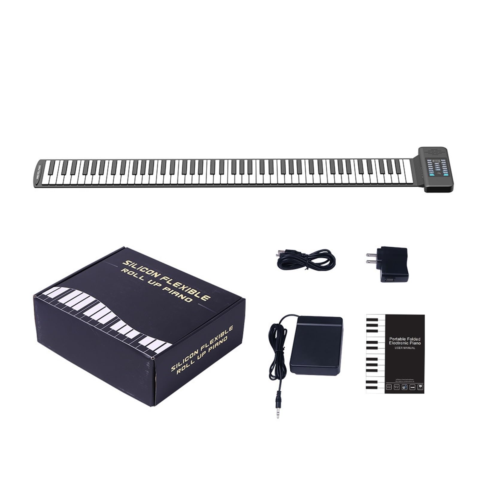 Tastiera Digitale Per Principianti Pianoforte Elettronico Pieghevole A 88 Tasti Arrotolato A Mano Con Tastiera Morbida Ispessita Strumento Portatile Per Principianti(EU)