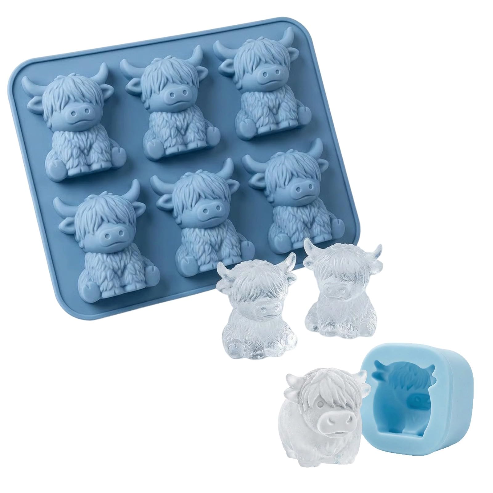 Kalttoy Cattle Ice Tray Set Silicone Cubes Ideal for Cocktails Beverages Home Decoration Silicone Freezing Block Tray
