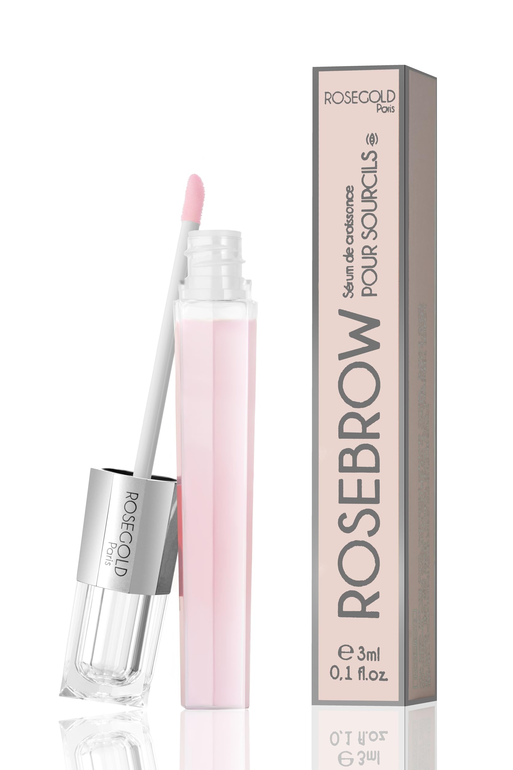 ROSEGOLD ROSEBROW Natural Eyebrow Growth Serum - Brow Serum for Fuller Longer and Thicker Brows - Made in France - Hormone-Free - Vegan - 1 Month