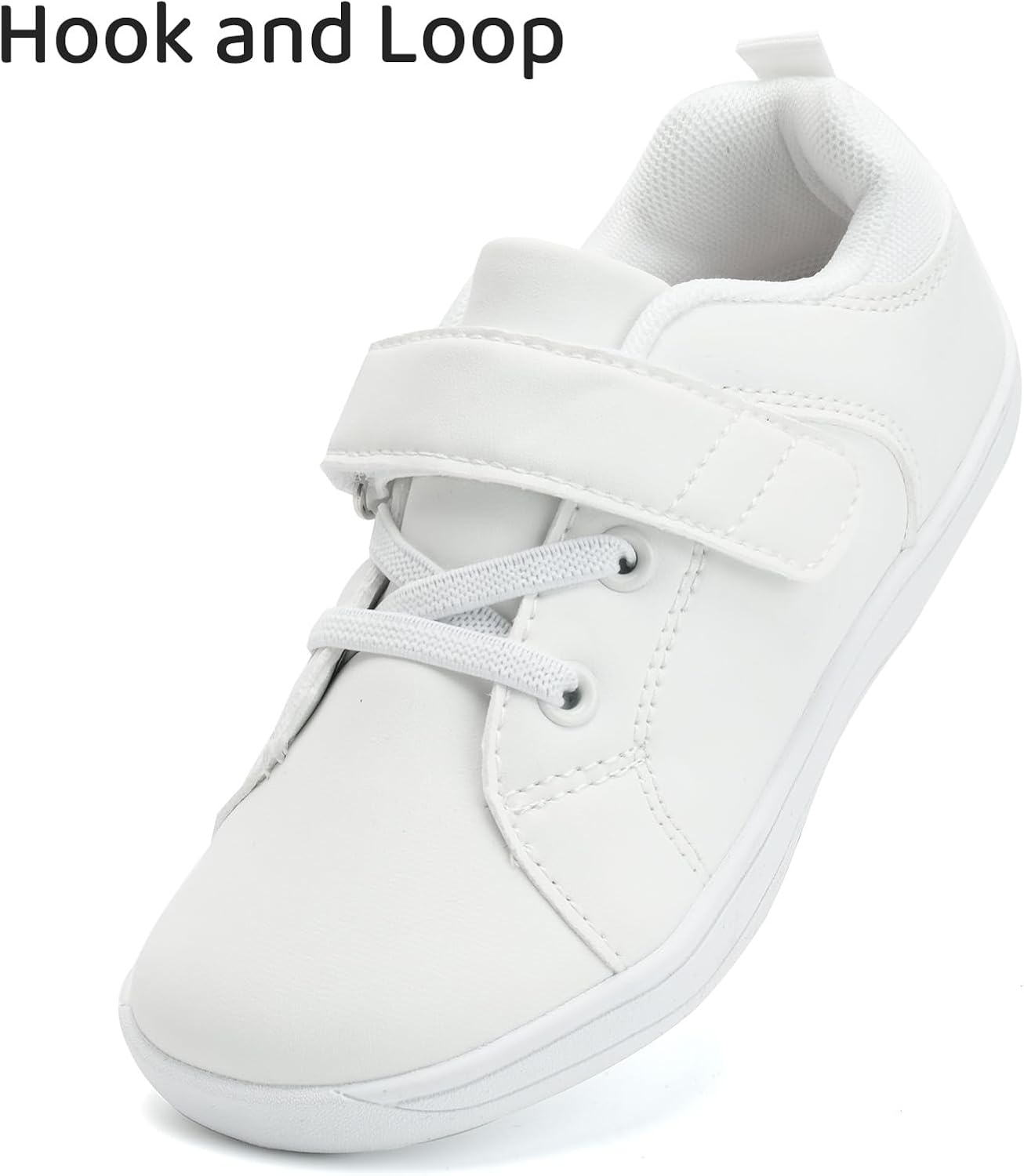 WateLves Toddler Little Kid Wide Barefoot The First Walking Shoes Girls Boys Leather Uniform Dress Shoes Lightweight Splay Naturally Minimalist Sneakers (White, 31) - Image 4