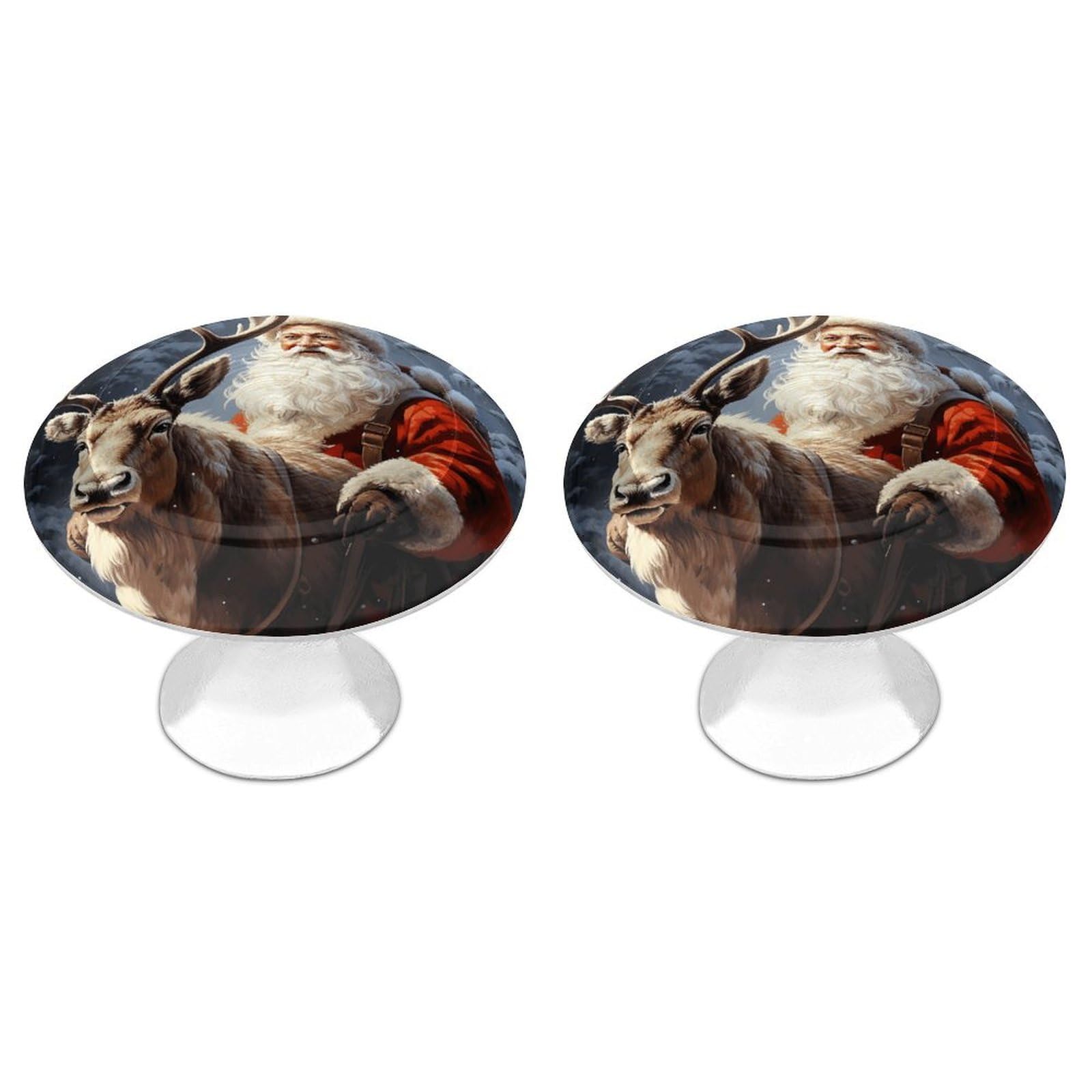 Vstadank Style Santa Claus And Deer Elk Cabinet Knobs Round Wardrobe Pulls Simple Drawer Handles With Screw Aluminum Alloy Closet Door Pull Modern Cabinet Hardware For Dresser Drawers 2 Pack