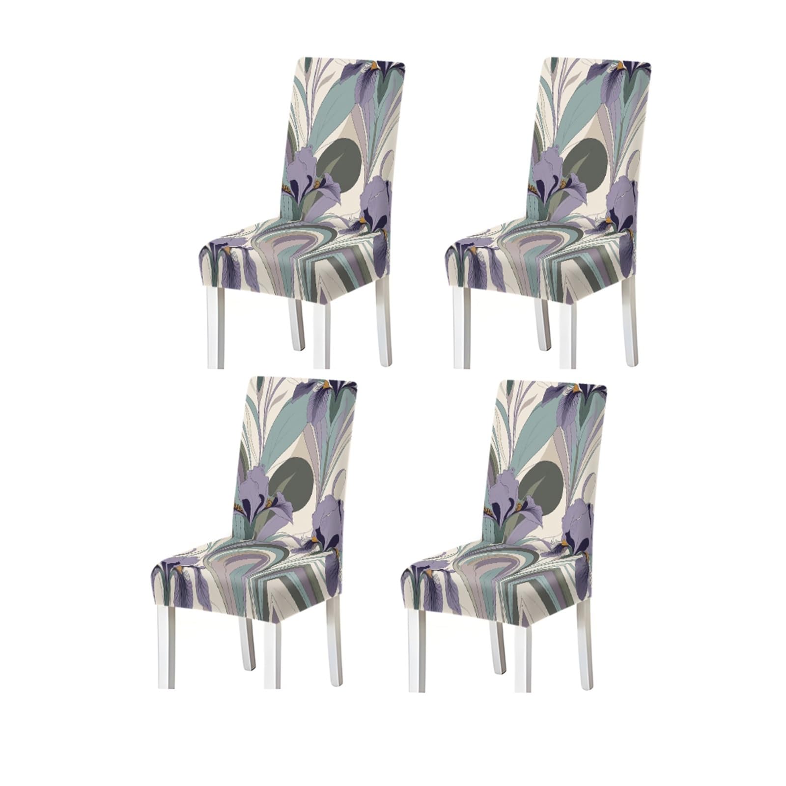 KXUAUV Elegant Purple Iris Floral Abstract Print Stretch Dining Chair Covers, 2/4/6 PCS For Home Kitchen Party Seat Protectors for Restaurant Hotel Party(4PCSChair cover)