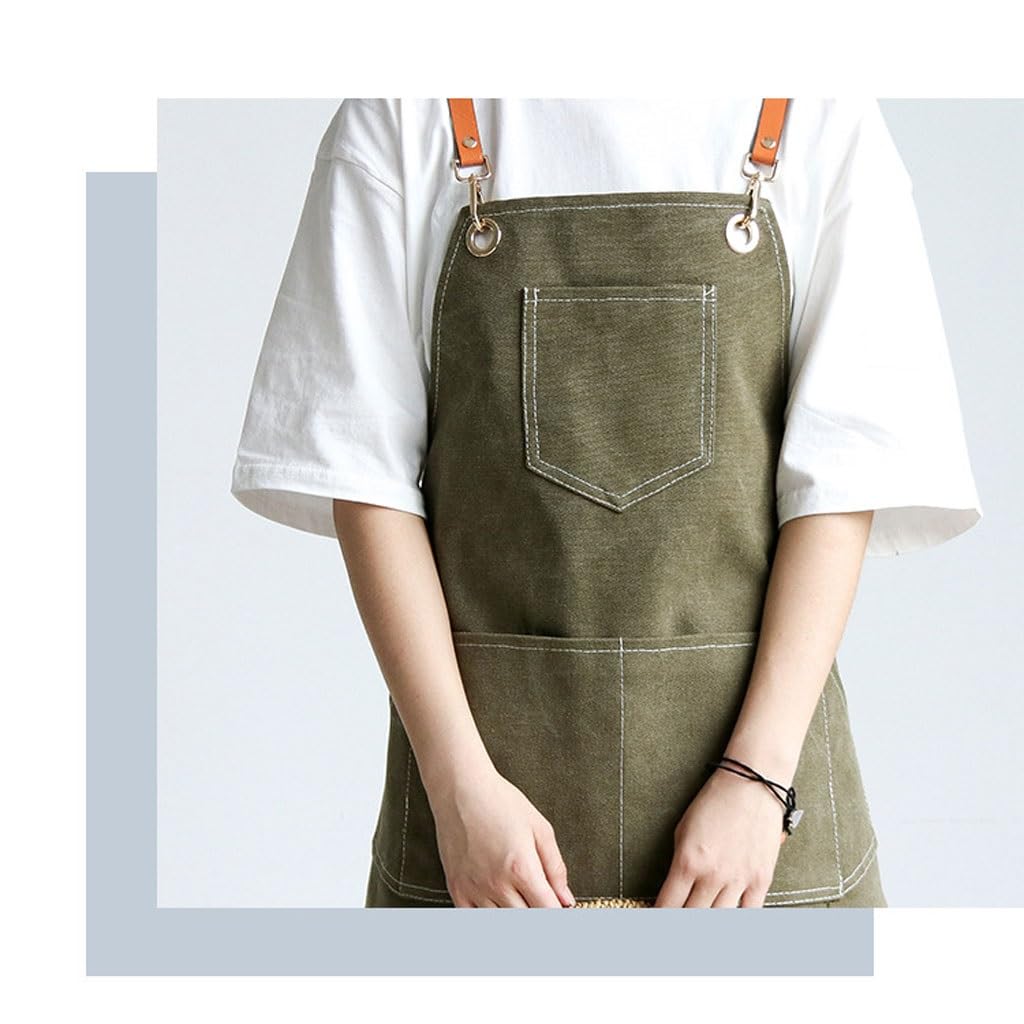Delantal de Cocinero Delantal vaquero de lona, ​​manicura y peluquería personalizada, jardinería, tienda de té con leche, barista, ropa de trabajo de peluquero Delantales para Cocinar