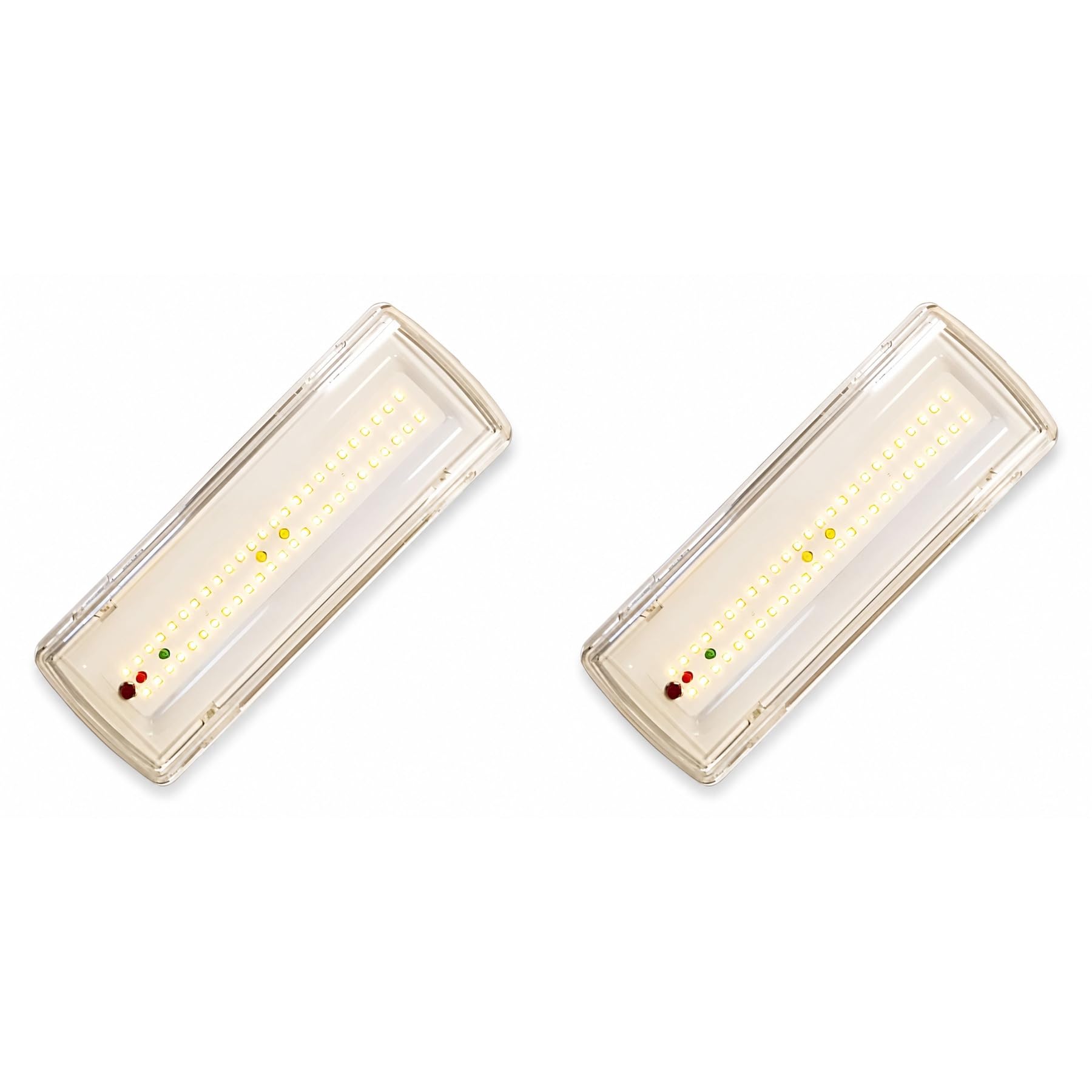 2 PCS Lampada di Emergenza LED, 3,5W 400lm 6500K, SA/SE Sempre Accesa e Solo Emergenza, Autonomia 3 Ore, IP65, Montaggio Parete o Soffitto, Batteria Ricaricabile al Litio 7,4V 1,5Ah, 270x100x54mm