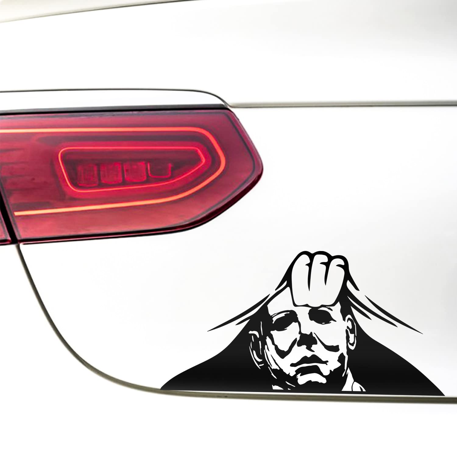 Halloween Peeking Car Decal, Nouiroy 2PCS Funny Horror Killer Michael Peeking Sticker for Cars Thriller Myers Eyes Vinyl Stickers Scary Decals Car Bumper Decor Vehicle Window Wall Truck SUV, Black