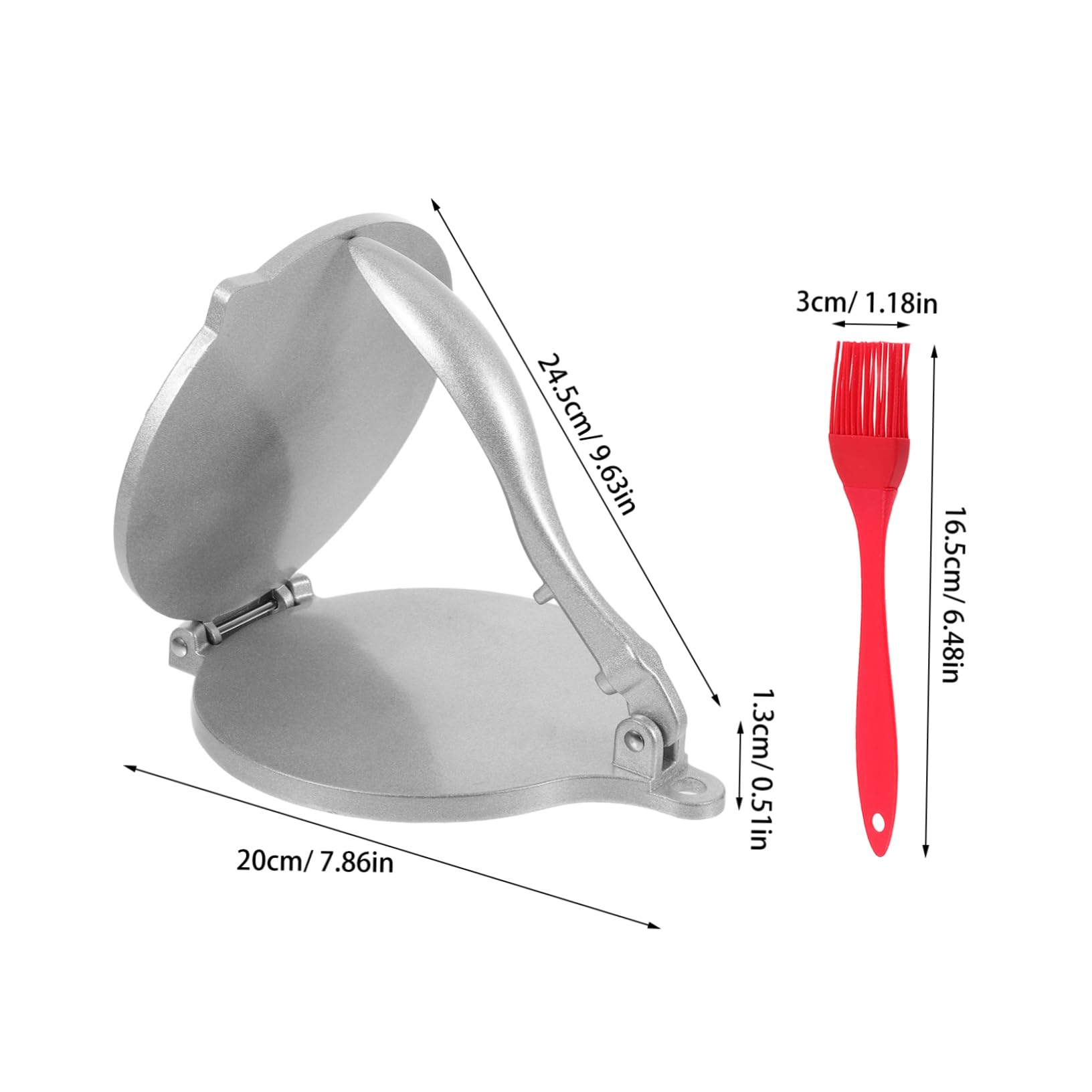 SOLUSTRE Tortilla Maker Pie Press Dumpling Skin Maker Mold Non-stick Manual Dough Press for Dumpling Wrapping Tortilla Making and Pierogi Pressing with Silicone Brush