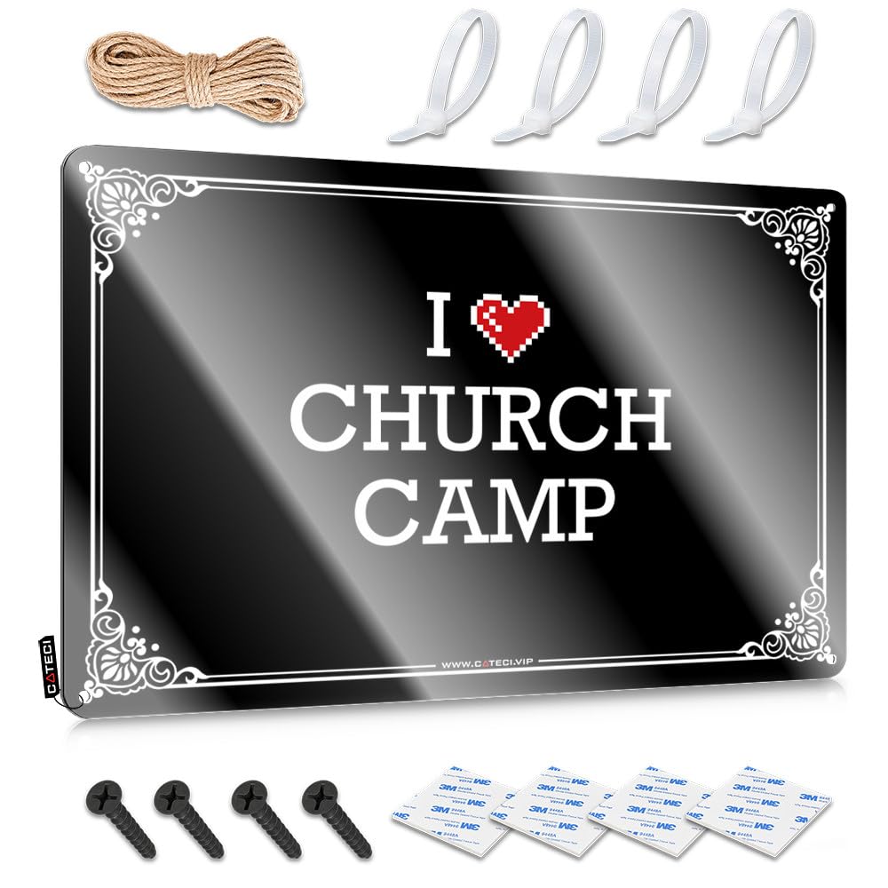 The Room Decorations Premium Metal Wall Decoration - I Love Church Camp Rustic Wall Art Haves Easy Hang For Tailgating(30X40CM)