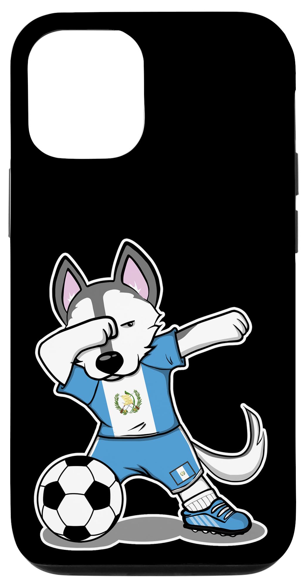 iPhone 12/12 Pro Dabbing Husky Guatemala Soccer Fans Jersey Guatemalan Flag Case