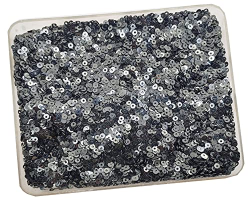Image of eshoppee 200 gm, 3 mm Black Color Round Shape Sequins Sitara, for Jewellery Making Embroidery Material Art and Craft DIY kit, Glitter Sequince Beads (4, 200 gm)