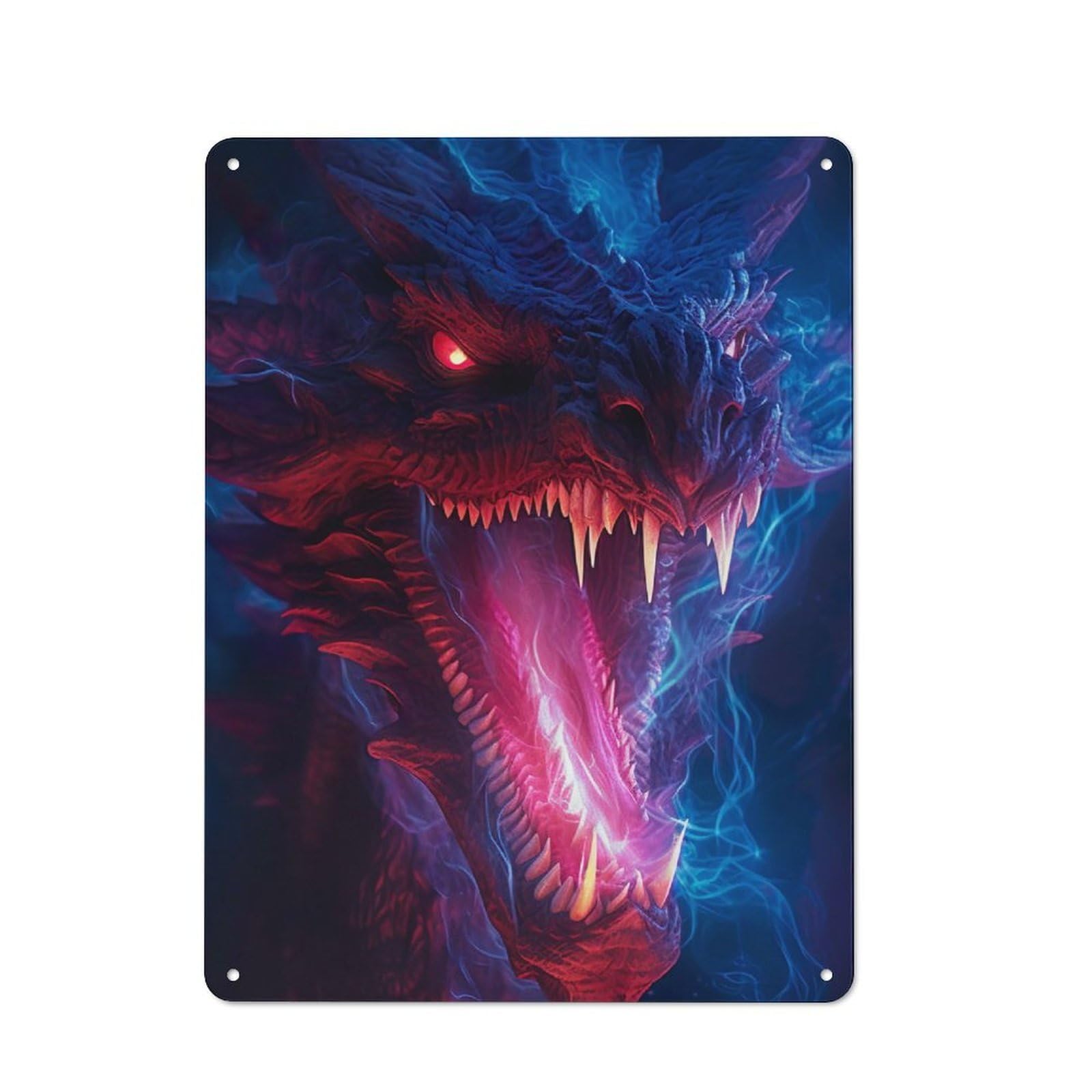 Junmoney Majestic Dragon Vintage Tin Sign 40X30cm With For Hobby Room Or Studio, For Metal Sign Collectors, For Garage And Workshop Walls