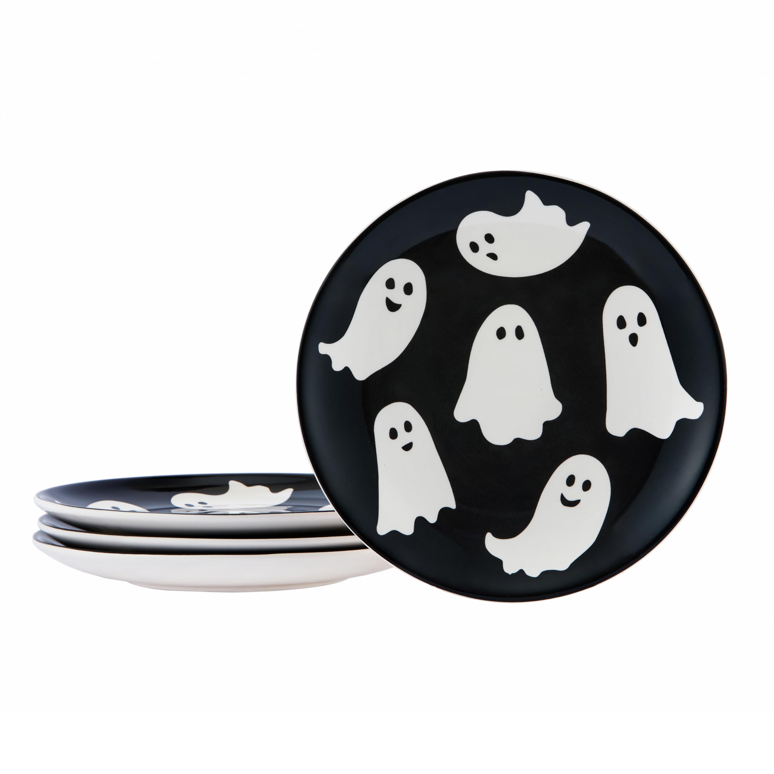 Spooky Halloween Dinnerware Sets for Festive Meals 6 Bico white ghost ceramic salad plates set of 4, cute ghost design