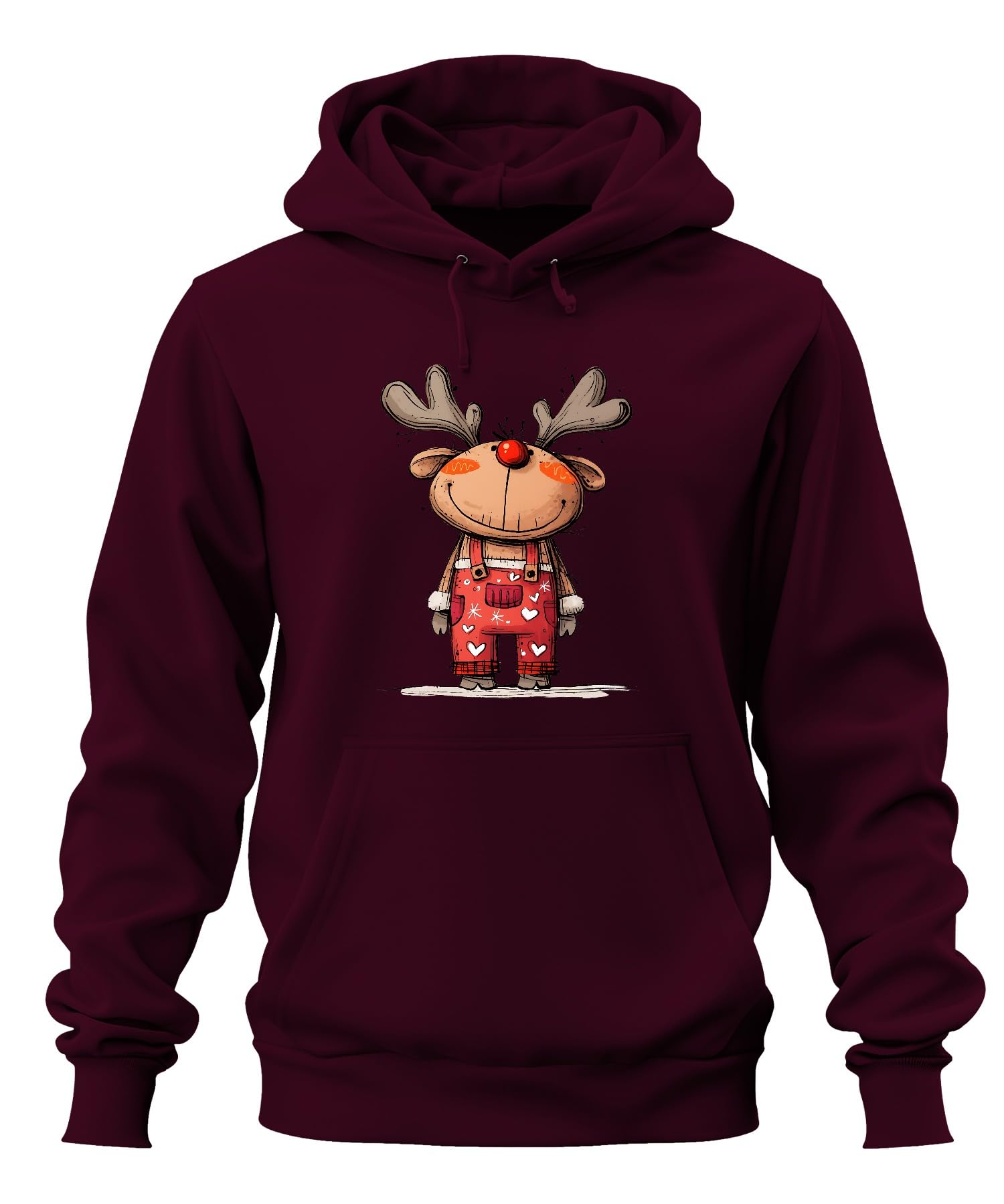 Rudolf renifer czerwony nos Boże Narodzenie uroczy prezent kreskówka unisex bluza z kapturem bluza z kapturem