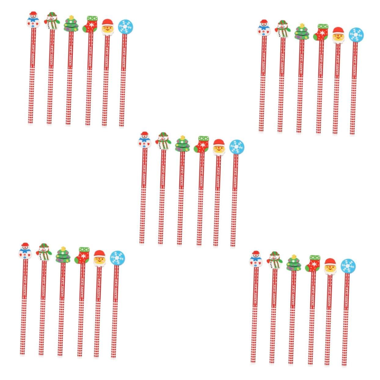 NUOBESTY 5 Set Set Di Matite in Gomma Natalizie Olowek Z Gumka Regalini Compleanno Gomme Da Cancellare Matite Natalizie Sfuse Per Matita Per Di Natale 36 Pezzi*5