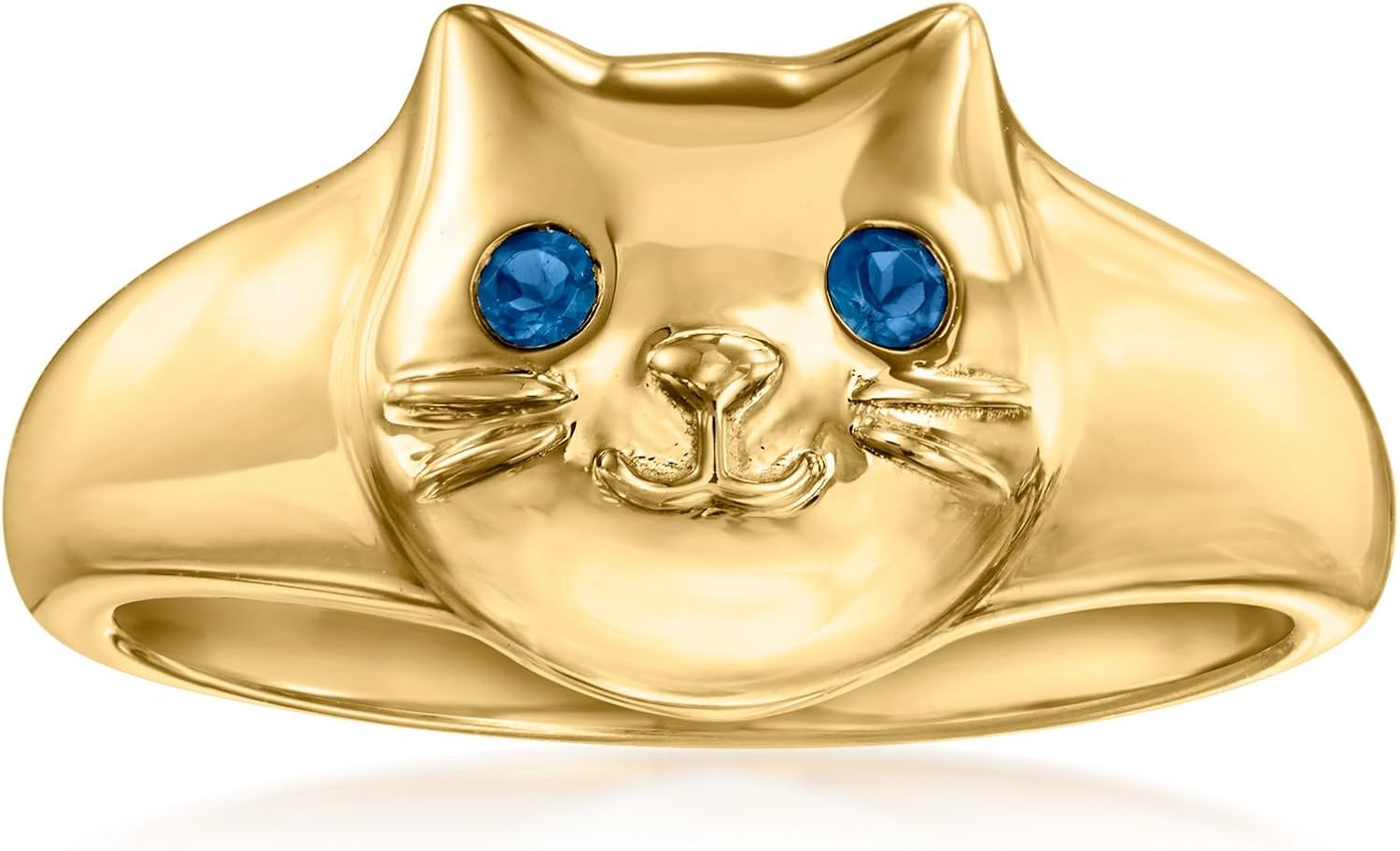 Ross-Simons London Blue Topaz Cat Ring in 18kt Gold Over Sterling