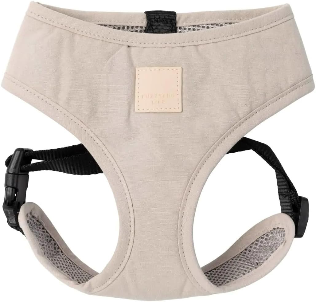 FuzzYard Life Cotton Adjustable Dog Harness, Solid Colors (Sandstone, Large)