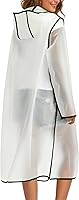Vista 5 de Chubasqueros para mujeres y hombres, reutilizables, portátiles, impermeables, EVA, largos ponchos de lluvia con capuchas