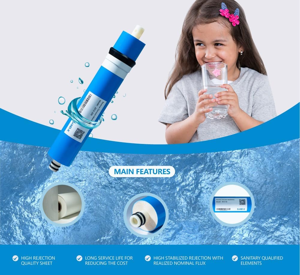 200 GPD RO Membrane Filter Replacement, 12" x 2.0" Reverse Osmosis Water Filter Membranes Replacement for Home Drinking Under Sink RO Water Filtration System - Image 5