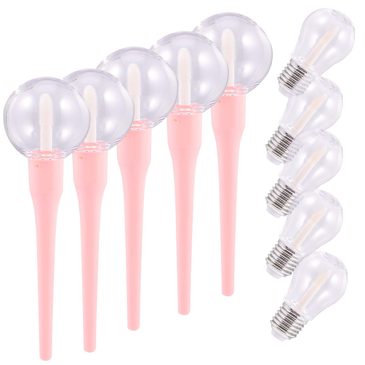 HEALLILY Lollipop Shape Lip Gloss Tube, Refillable Lip Gloss Tubes, Light Bulb Shape Lip Gloss Bottle for Girls DIY Cosmetics 10Pcs