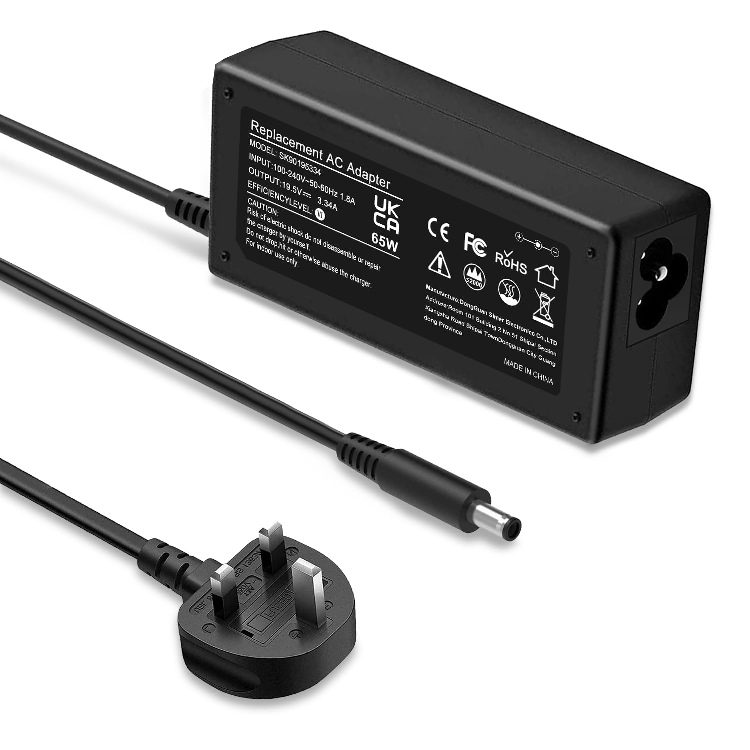 Caricabatterie 65W Per Dell Inspiron Latitude Vostro XPS – Alimentatore 19.5V 3.34A Con Spinotto 4.5x3.0mm E Adattatore 7.4x5.0mm