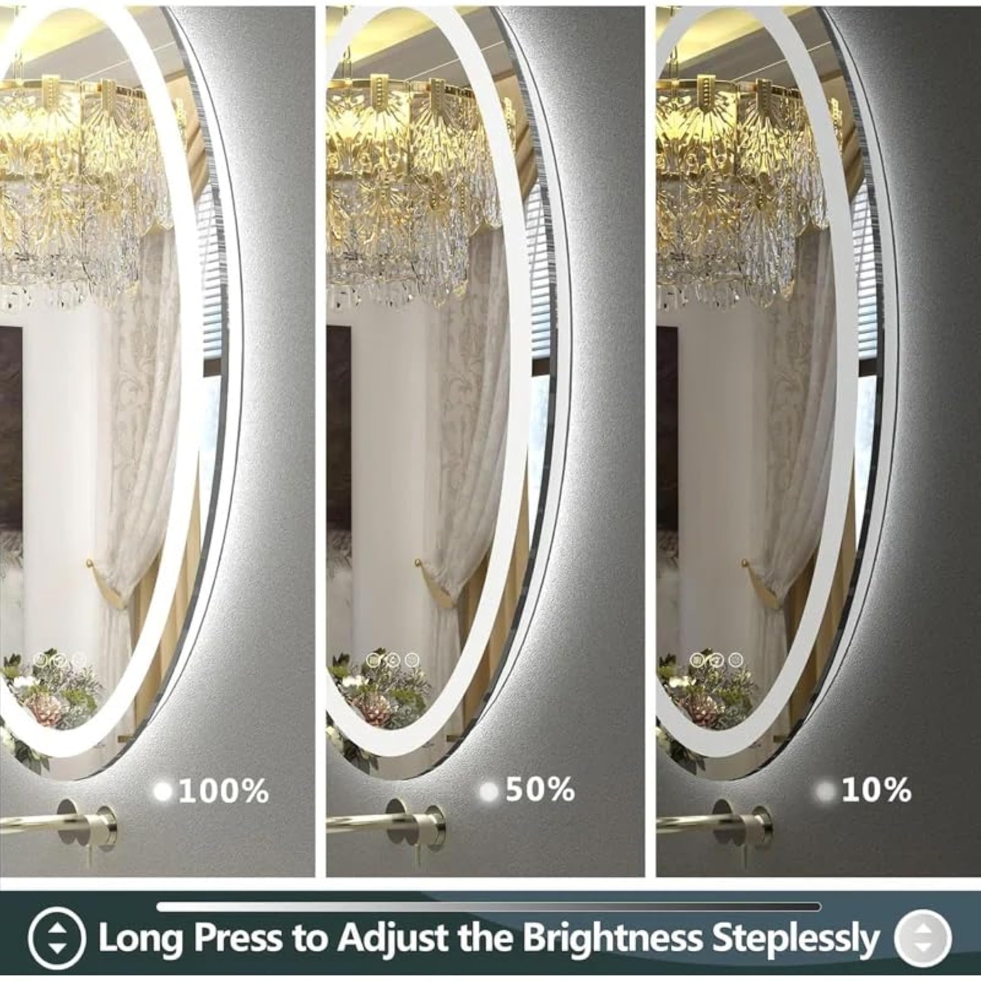 Oval LED Bathroom & Vanity Mirror with Dual Side Reflection
