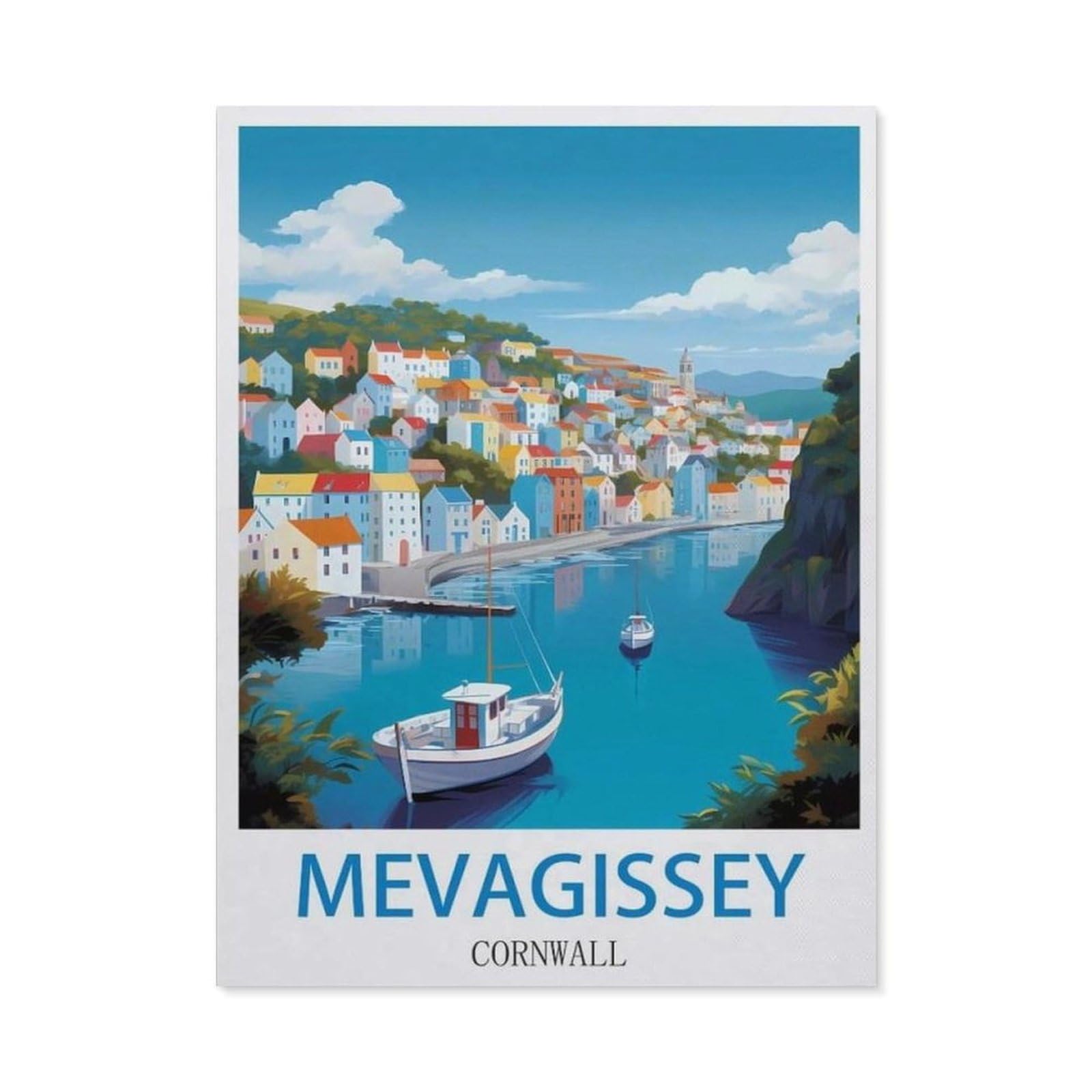 BEAYODKP DIY 5D Diamond Painting，Mevagissey Cornwall（30x40cm）