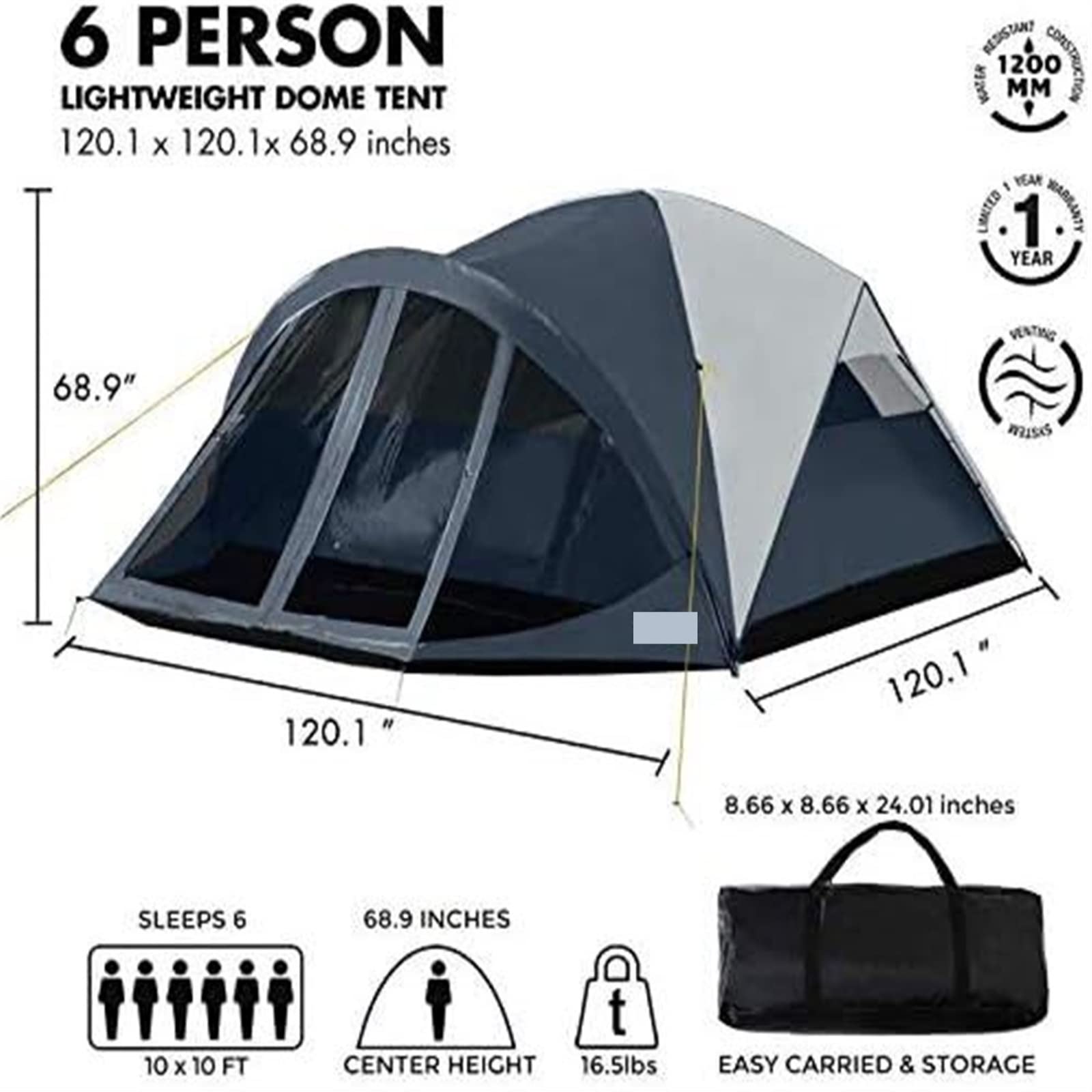 Outdoor Camping Kuppelzelt mit Sichtschutz, wasserabweisend, Wohnwagen-Zelte für Familien-Camping