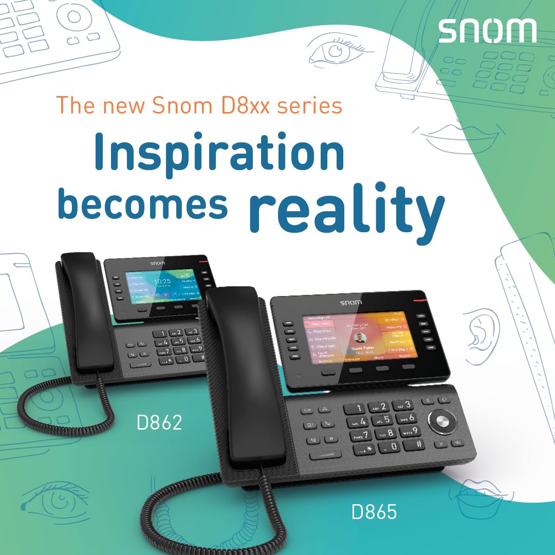 Snom D865 IP Telefon, SIP Tischtelefon, 5" IPS-Farbdisplay 1280×720 Pixel, WiFi & Bluetooth & NFC, 10 SmartLabel-Tasten, 12 SIP-Konten, Hörgerätekompatibel, Gunmetal, 00004536