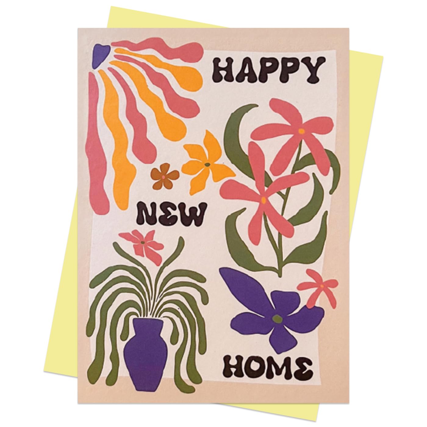 Quirky New Home Greeting Card with Envelope – Modern Housewarming Card – Funny New Home Card – Unique Housewarming Gift (Happy New Home)