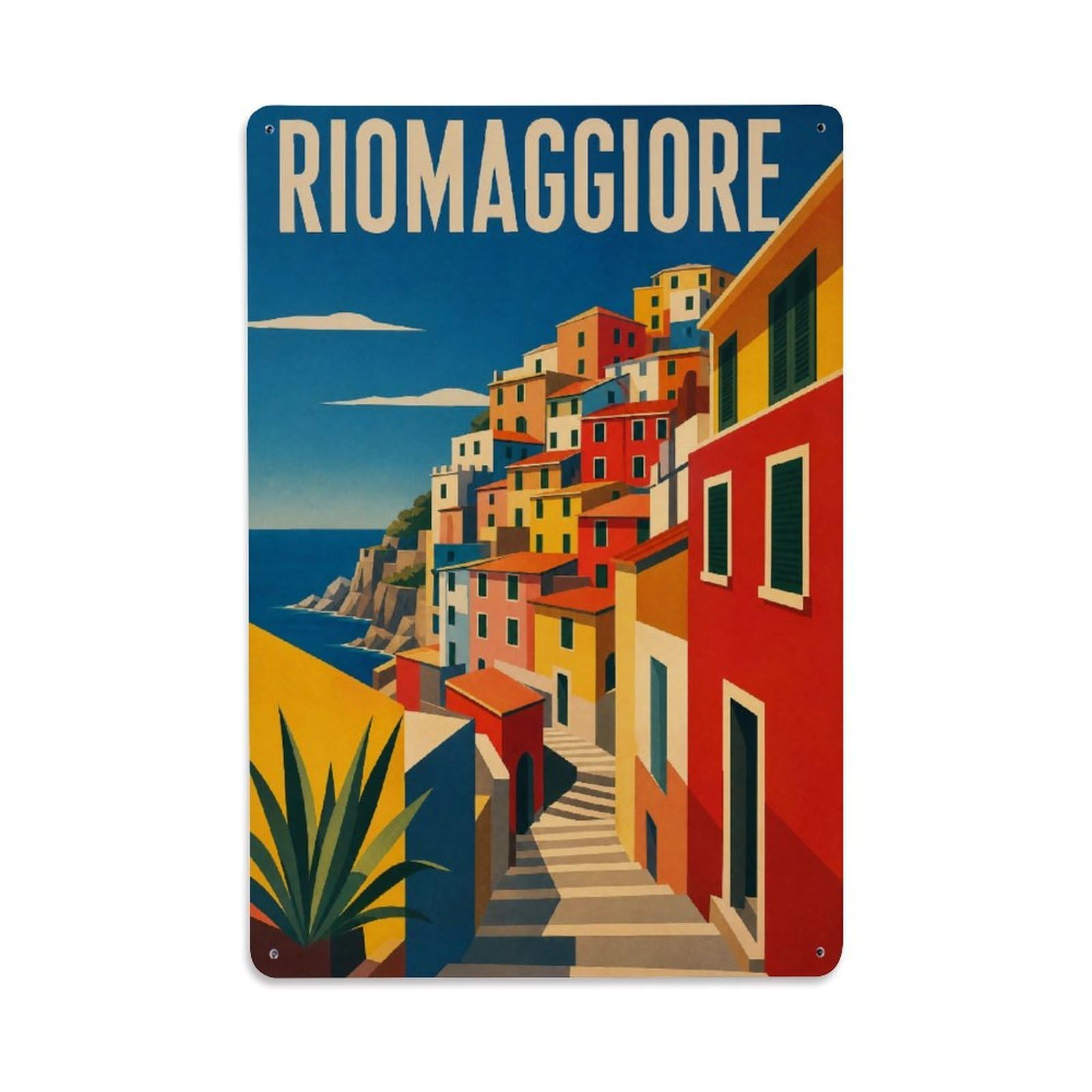 Metal Tin Sign Vintage Travel Riomaggiore Italy