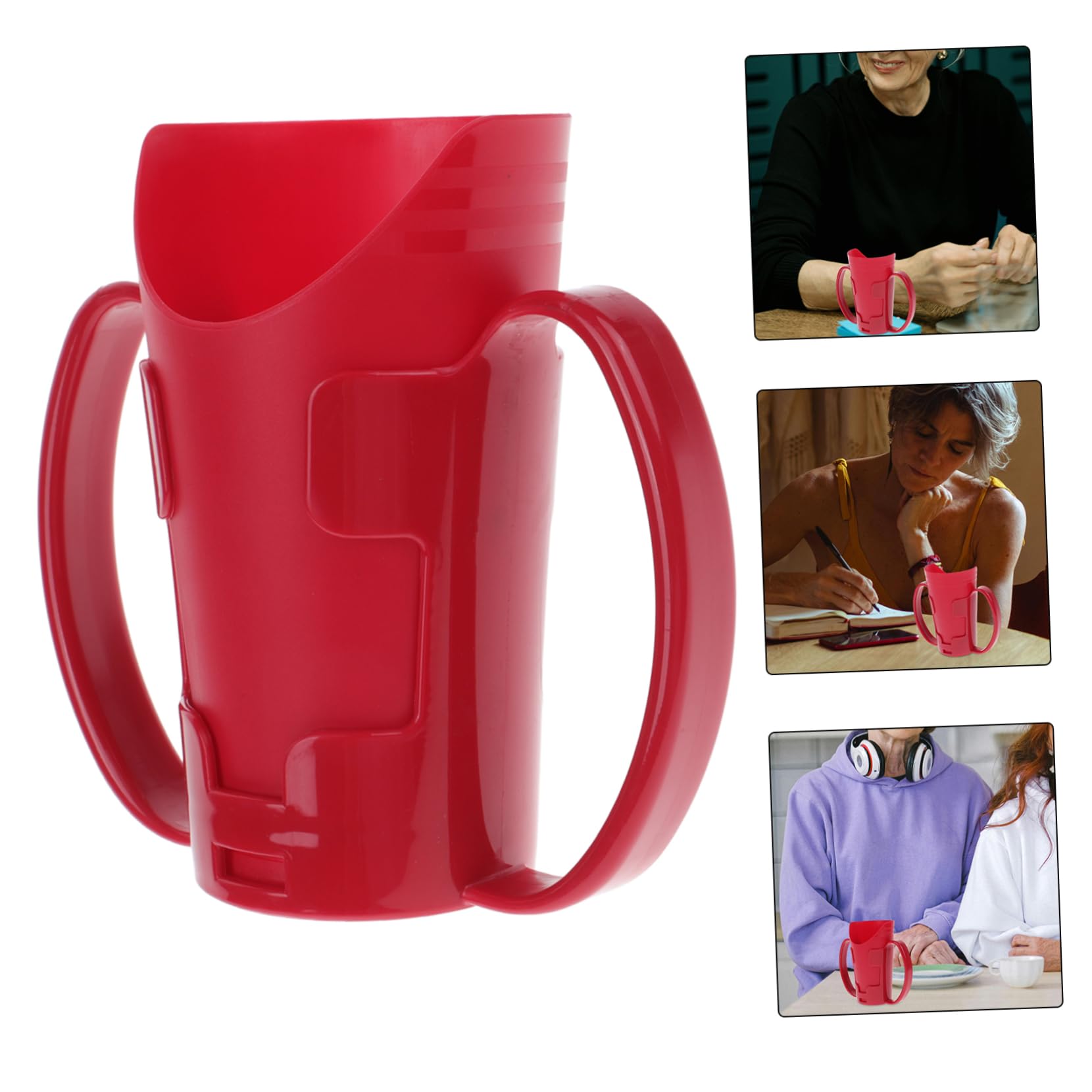 Vaso Boca Inclinada para Adultos Mayores Rojo para Beber de Plástico