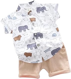 Vikita Enterprise Kid Boy's Hosiery Cotton Blend Animal Printed Cord Set with Mandarin Collar Short Sleeve Shirt and Side ... Price In India