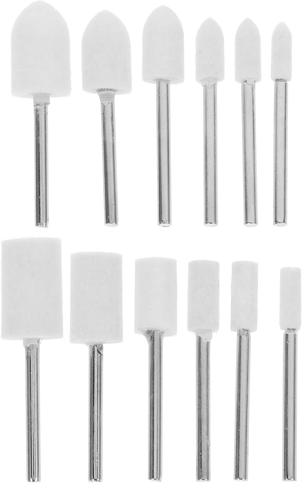TIKODIDA Assorted 12pcs Wool Buffing Wheel Set with Handle, Soft Wool Polishing Buffing Pads for Glass, Metal, and Watch Polishing, Industrial Grinding and Finishing Accessories