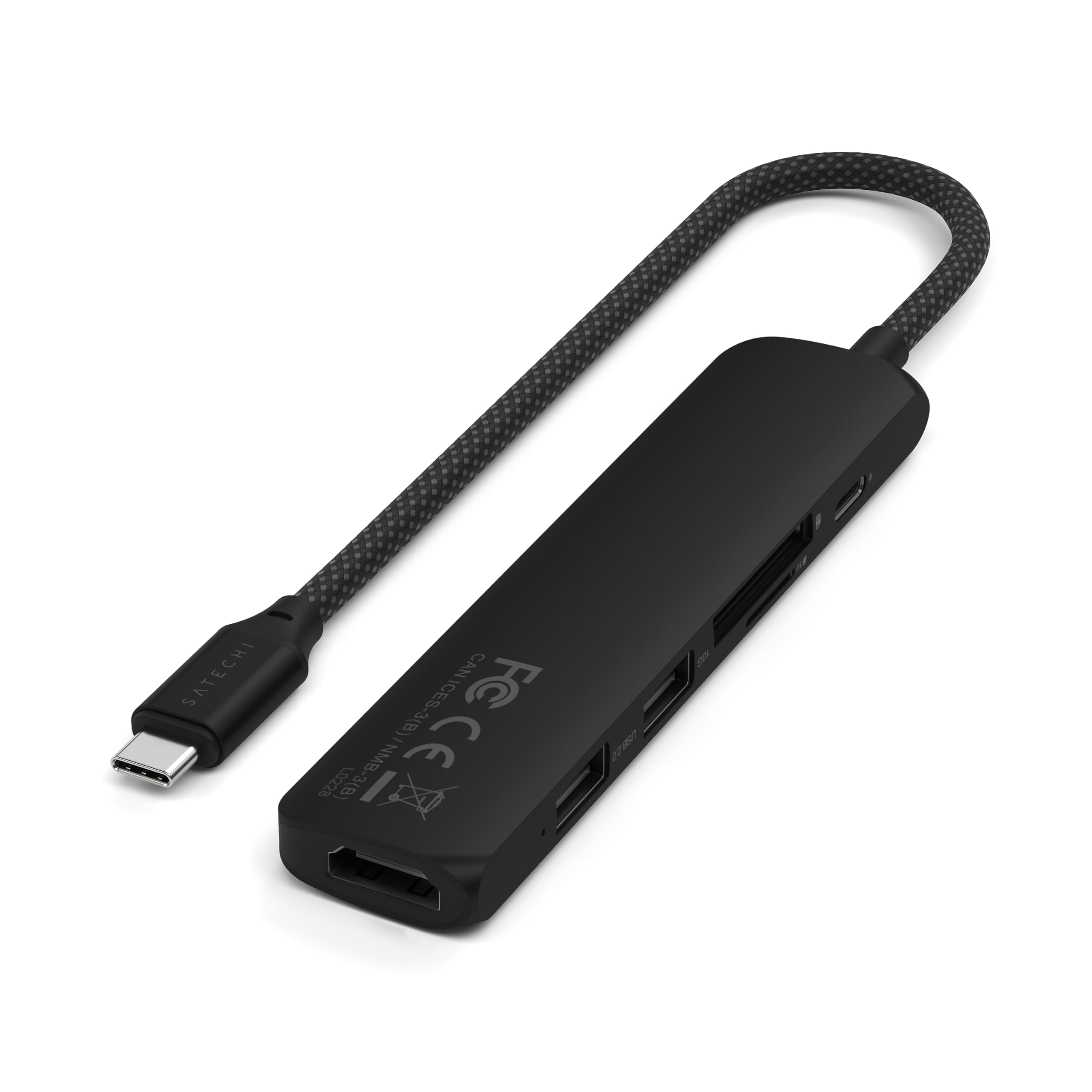 Satechi 6-in-1 USB-C Hub, 4K/60Hz HDMI, 100W PD Charging, Black