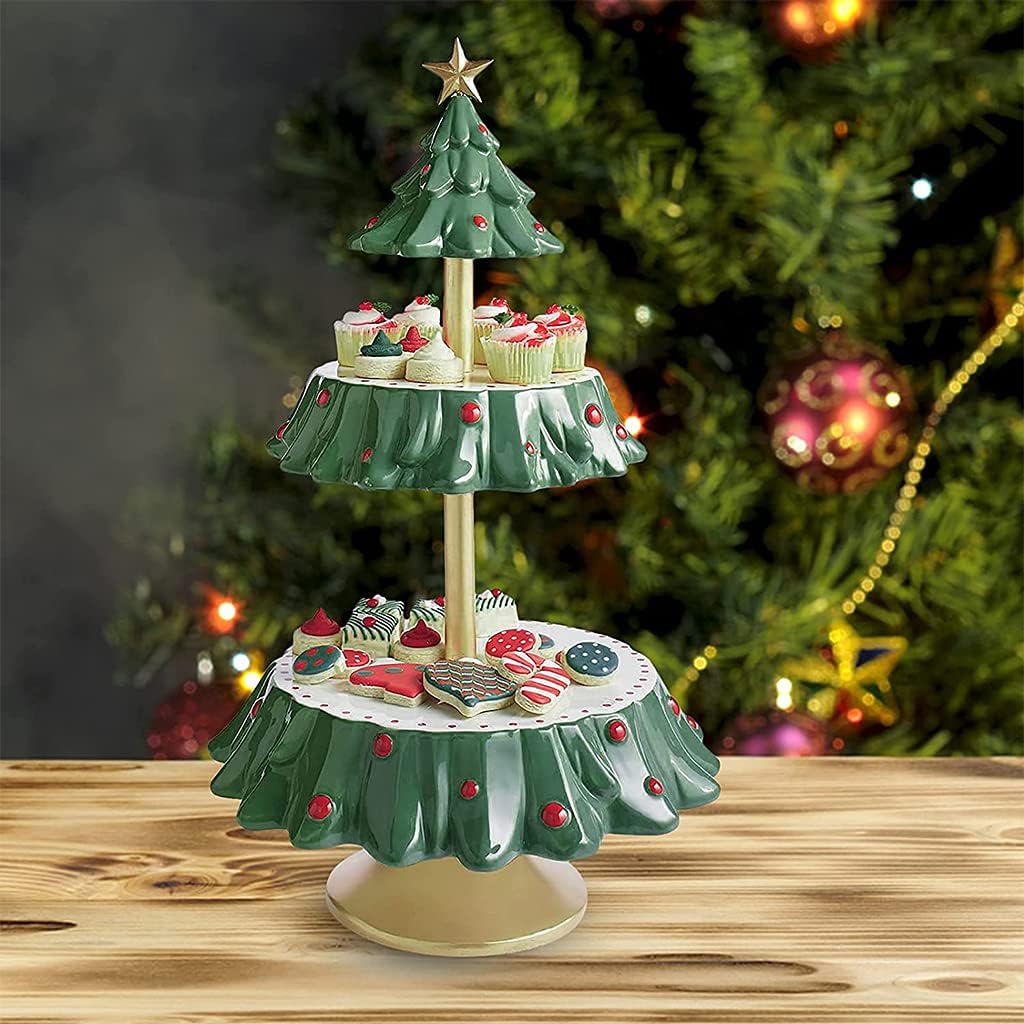 Yuly Snack Serving Stand Christmas Tree Shapes Bowls Snack Stands Dessert Stands Fruit Plates For Christmas Party Decorations Dessert Rack, Style1