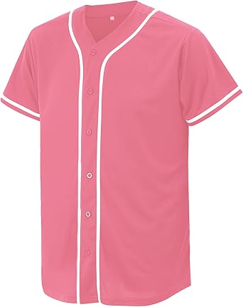 Hiheart Mens & Womens Classic Baseball Jersey Button Down Short Sleeve V-Neck Hip Hop Athletic Shirt