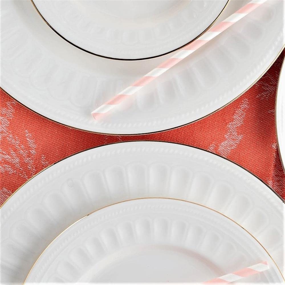 VILLA ITALIA Serwis obiadowy na 6 osób porcelanowy złota linia Zestaw naczyń, Zastawa stołowa, Talerz płytki, Talerz głęboki, Talerz deserowy, Salaterka, Misa, MESYNA GOLD ES686
