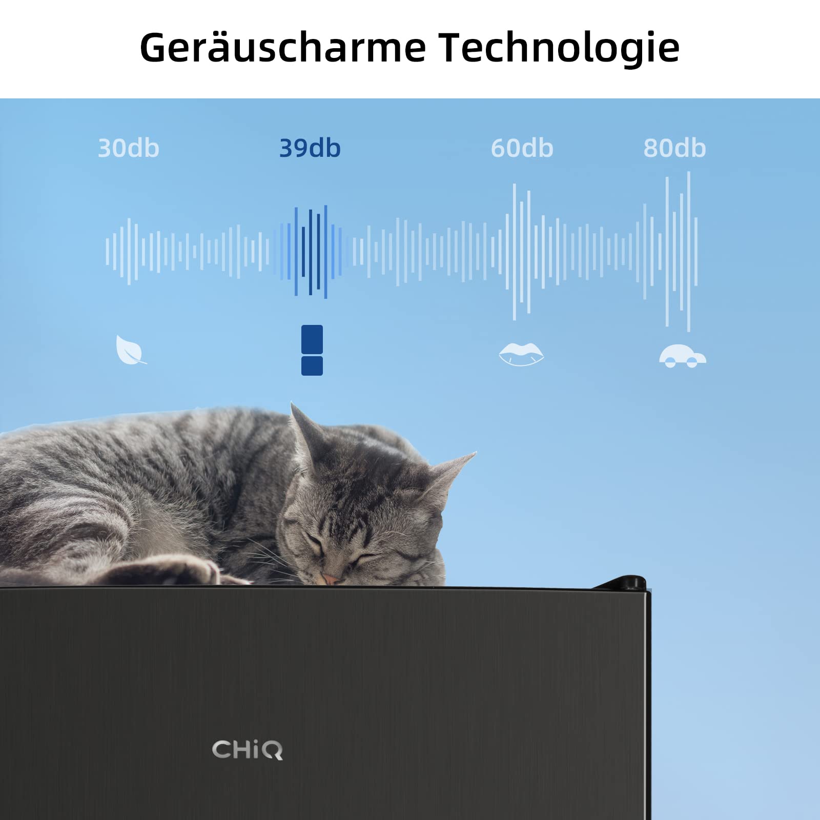 CHIQ Freistehender Kühlschrank mit Gefrierfach Kühl-Gefrierkombination 114 cm 47 cm 117L 4 Sterne -24℃ LED Dunkler Edelstahl
