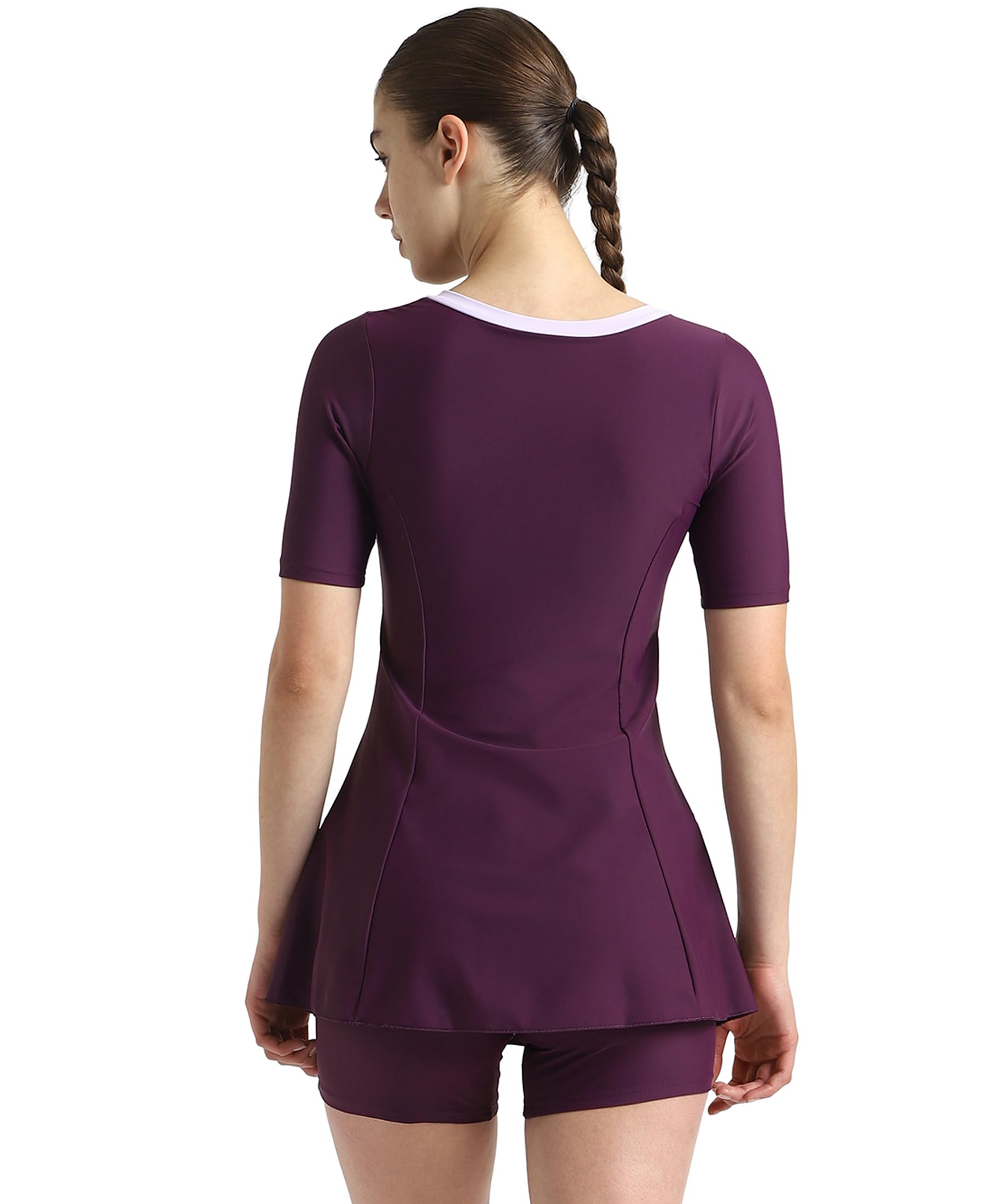Speedo Women's Enduraflex Closedback Sleeved Swimdress with Boyleg Swimming Costume | Chlorine Resistance | UPF 40+ Sun Protection | Removable Bra Pads | Shape Retention Fabric