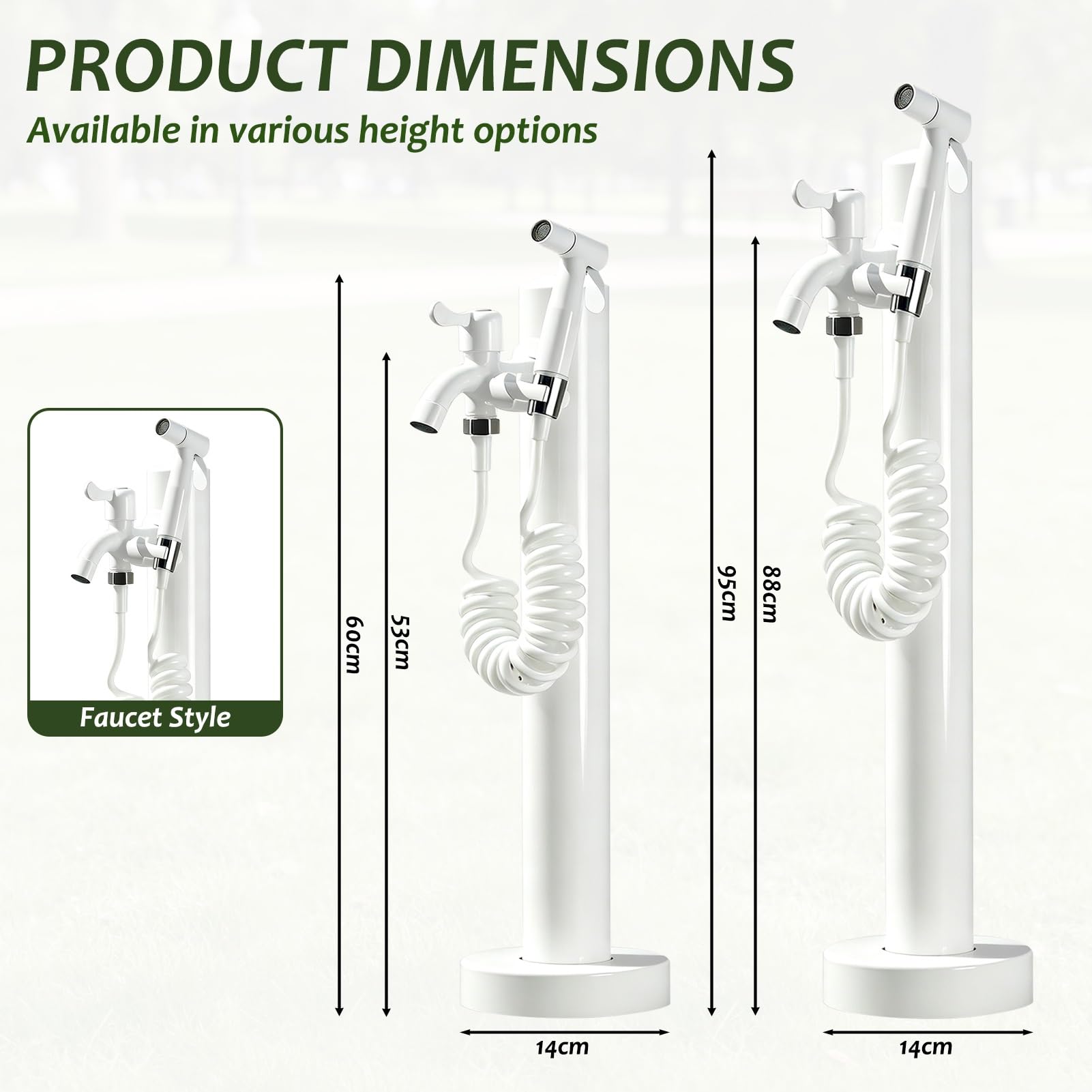Rubinetto per acqua da esterno a colonna indipendente, idrante per rubinetto da giardino in acciaio inossidabile 304, distributore d'acqua per irrigazione dell'orto agricolo(C,Height: 60cm/23.6in)