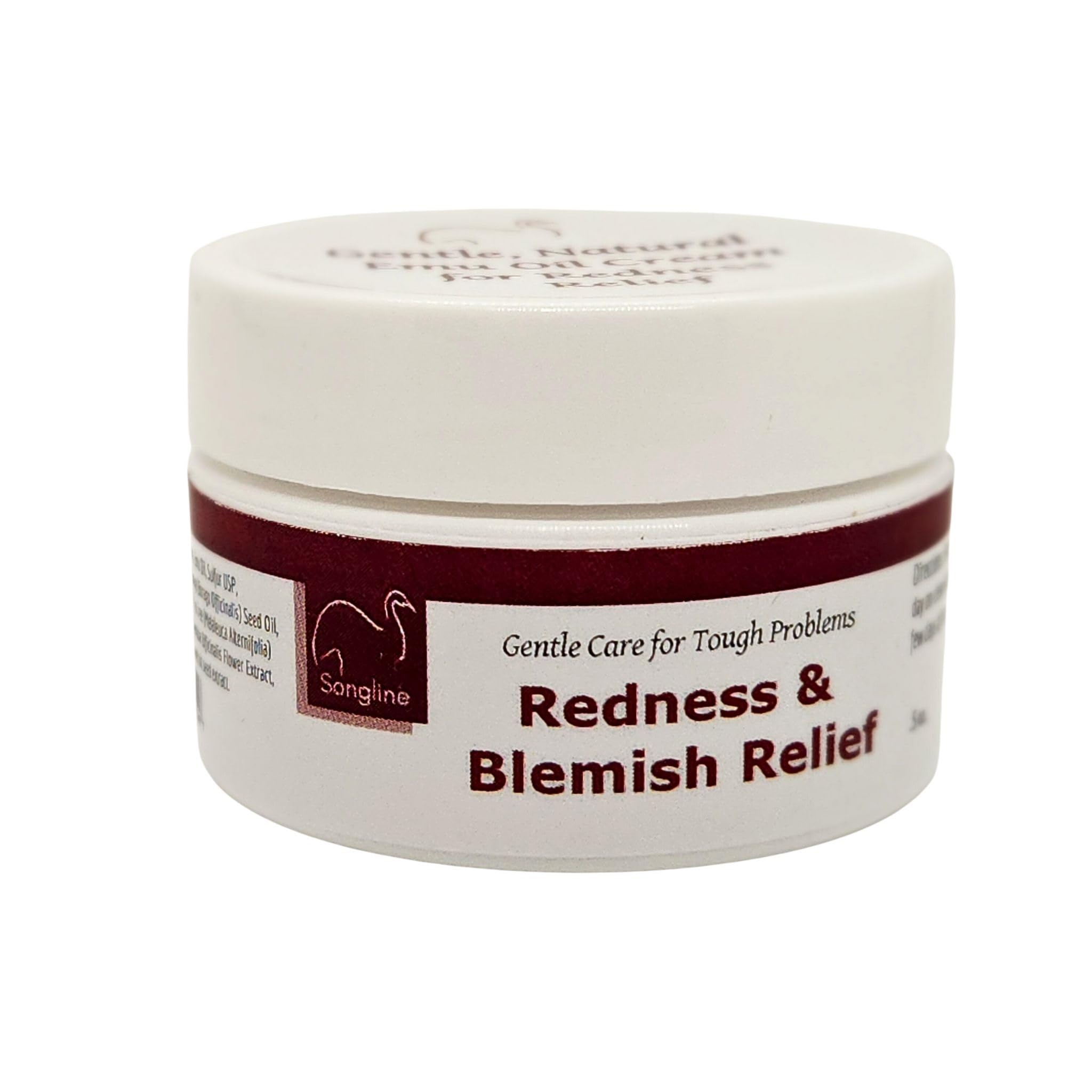 SonglineAll Natural Redness and Blemish Relief with Emu Oil (.5 oz) - For Sensitive Skin Prone to Redness, Blemishes and Itch - With Sulfer and Zinc (.5 oz)
