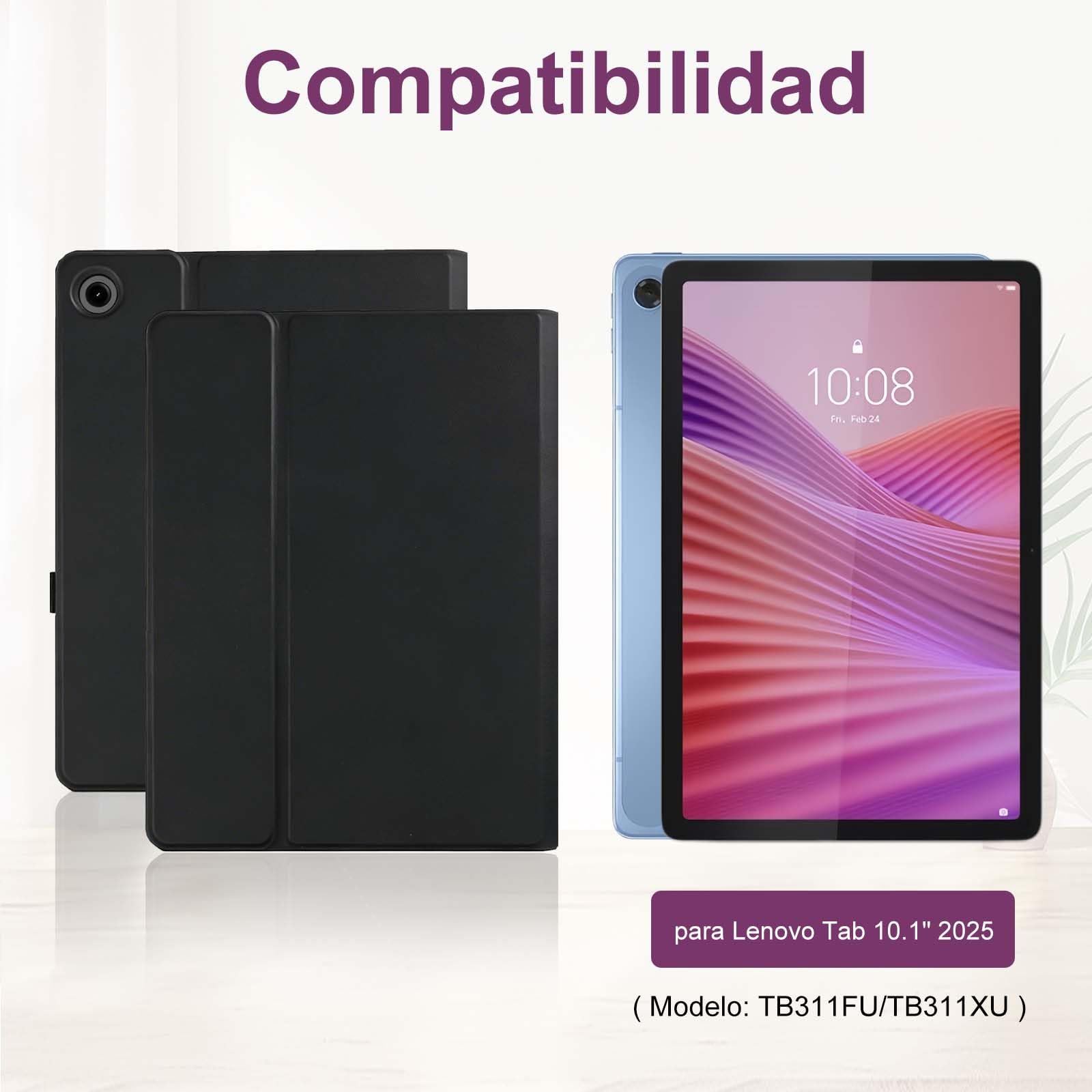 Funda con Teclado para Lenovo Tab 10.1" 2025 TB-311FU TB-311XU | Teclado Bluetooth Inalámbrico Desmontable Magnético, Funda Teclado para Lenovo 10.1 Pulgadas, Español Ñ