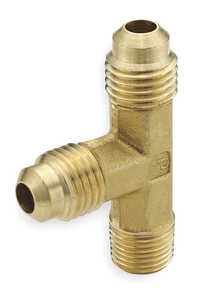 Parker Hannifin 151F-4-2-pk10 Brass Male Run Tee, 45 Degree Flare Fitting, 1/4" Flare Tube x 1/8" Male Thread (Pack of 10)
