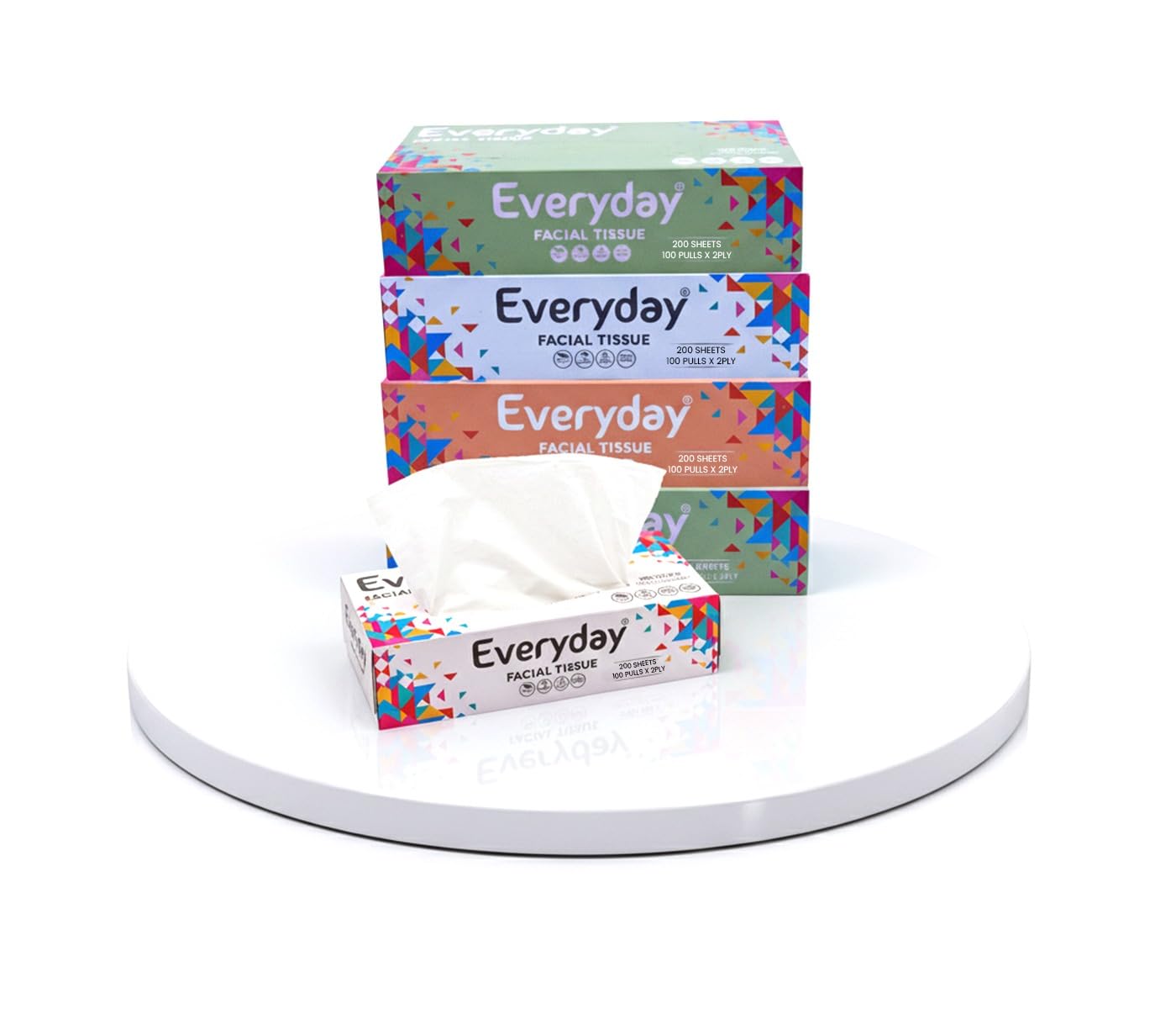 Everyday Soft face tissue | 2 Ply virgin Face Tissue 100 Pulls/Box Pack of 5 | 100 Tissue/Box X 5 = 500 Tissues| For Car, House, makeup and more!-image-47