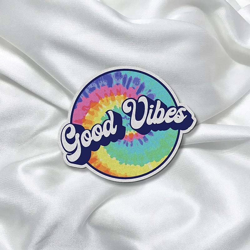 Good Vibes Happy Quote Doodle Girly Fashion Printed Iron On Patch for T-Shirts, Bags, Jeans 7x7cm
